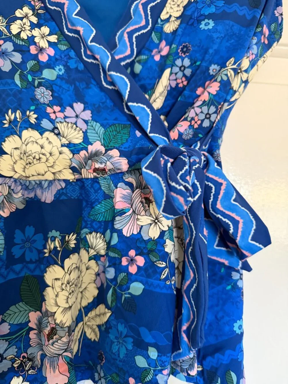 Johnny Was Blue Dove Tankini Wrap Top